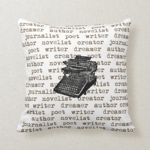 Writer Creator Vintage Typewriter Pillow
