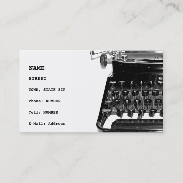 Writer Editor Author Novelist Book Business Card (Front)