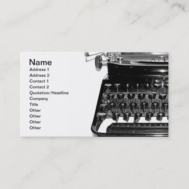 Writer Editor Author Novelist Book Business Card (Front)