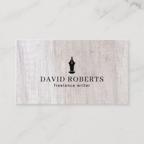 Writer Editor Author Pen Nib Logo Classy Wood Business Card