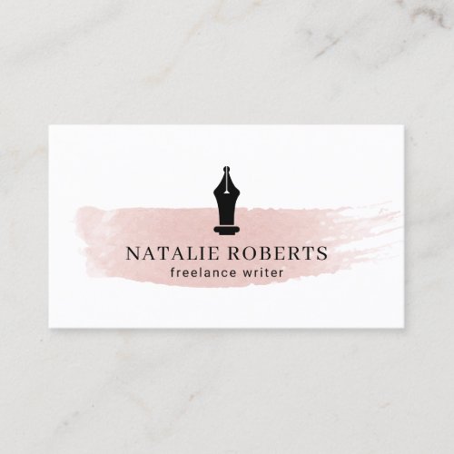 Writer Editor Author Pen Nib Logo Watercolor Business Card