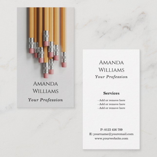 Writer Editor Classic Pencil Business Card (Front/Back)
