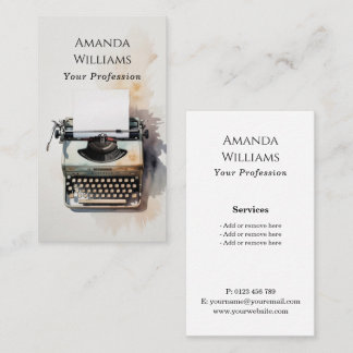Writer Editor Classic Typewriter Business Card