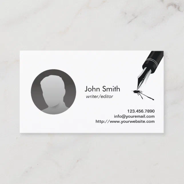 Writer Editor Custom Photo Minimalist Business Card | Zazzle