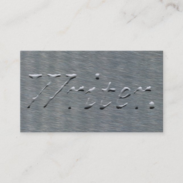 Writer Embossed Looking on Satin Steel Texture Business Card (Front)