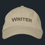 Writer Embroidered Baseball Cap / Baseball Hat<br><div class="desc">Customizable unisex embroidered baseball hat / baseball cap for a writer.  Shown is a khaki hat with brown embroidery.  Other color combinations and hat styles available.  Designed by Called.</div>
