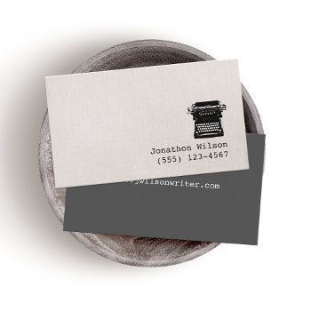 Writer Faux Linen Vintage Typewriter Simple Business Card by sm_business_cards at Zazzle