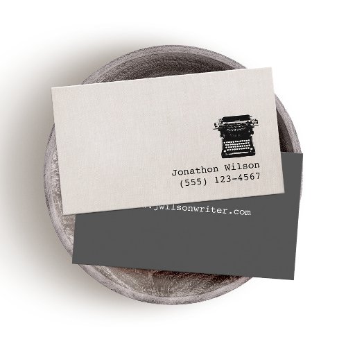 Customizable Writer Faux Linen Background Business Card