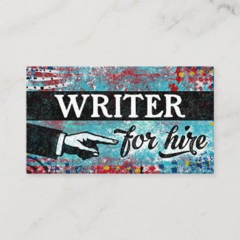 Writer For Hire Business Cards - Blue Red by NeatBusinessCards at Zazzle