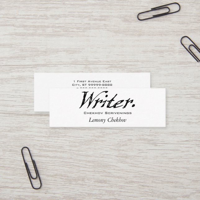 Writer Four Score Mini Business Card (Front/Back In Situ)