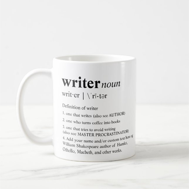 Writer Fun Personalized Dictionary Coffee Mug (Left)