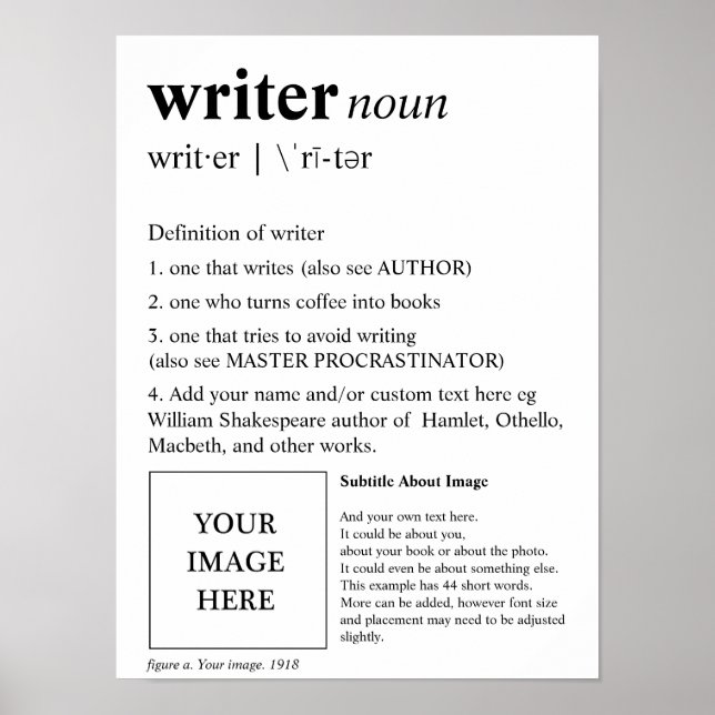 Writer Fun Personalized Photo Dictionary Poster (Front)
