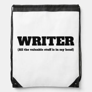 Writer Funny All the Valuable stuff is in my head! Drawstring Bag
