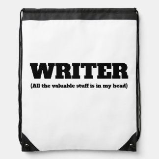 Writer Funny All the Valuable stuff is in my head! Drawstring Bag