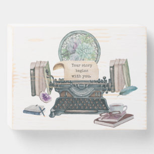 Writer Inspiration Scene Wooden Box Sign