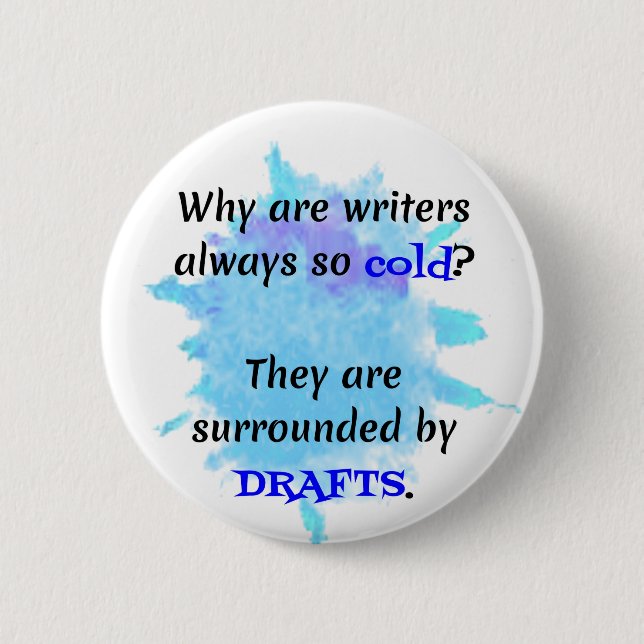 Writer Joke English Teacher Funny Gift Button (Front)