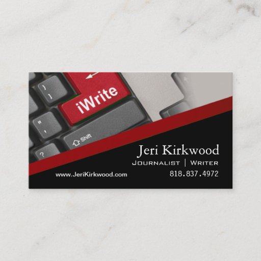 Customizable Writer Journalist Author Reporter Novelist Business Cards