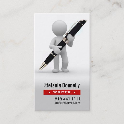 Customizable Writer Journalist Ballpoint Pen Business Cards