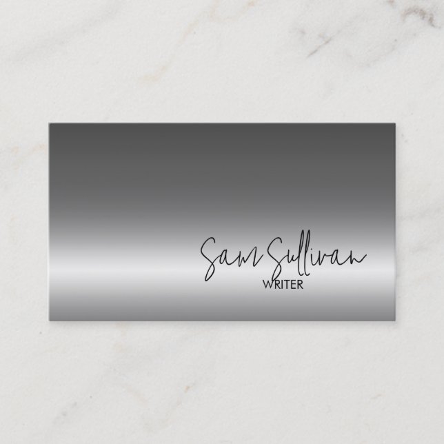 Writer Literary Arts Faux Silver Business Card (Front)
