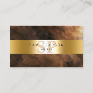 Writer LiteraryArts Publishing Monogram GoldStripe Business Card