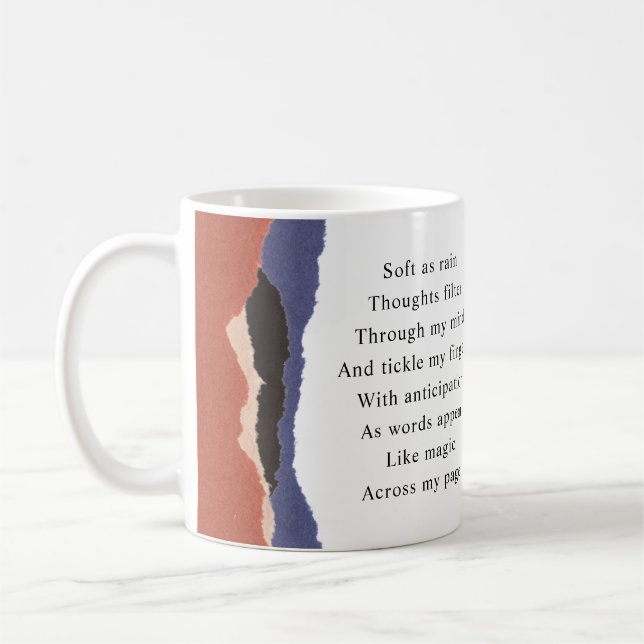 Writer Name Motivational Poem Abstract Torn Paper Coffee Mug (Left)