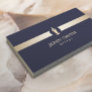 Writer | Navy Blue & Gold Stripe Pen Nib Logo Business Card
