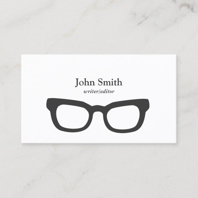 Writer Nerdy Glasses Hipster Business Card (Front)
