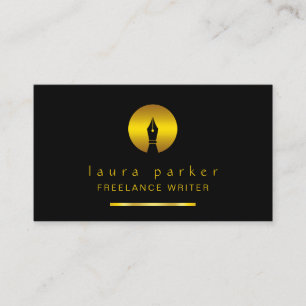 Writer Nib Gold Freelance Author Elegant Classic Business Card