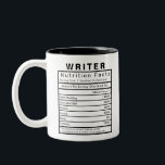 Writer Nutrition Facts Statistics Funny Two-Tone Coffee Mug<br><div class="desc">This is the perfect gift to use every day in the office or at home. Print is featured on both sides.
Details and percentage values can be edited to your personal preference.</div>
