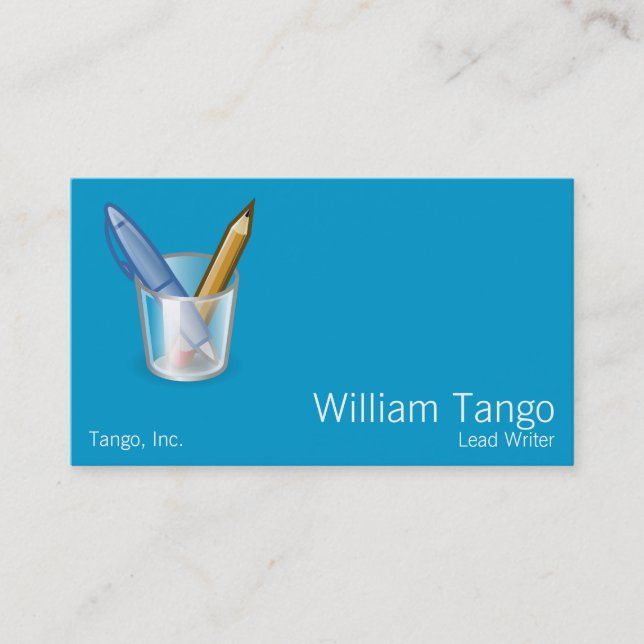 Writer Pen Pencil Cup Business Card (Front)