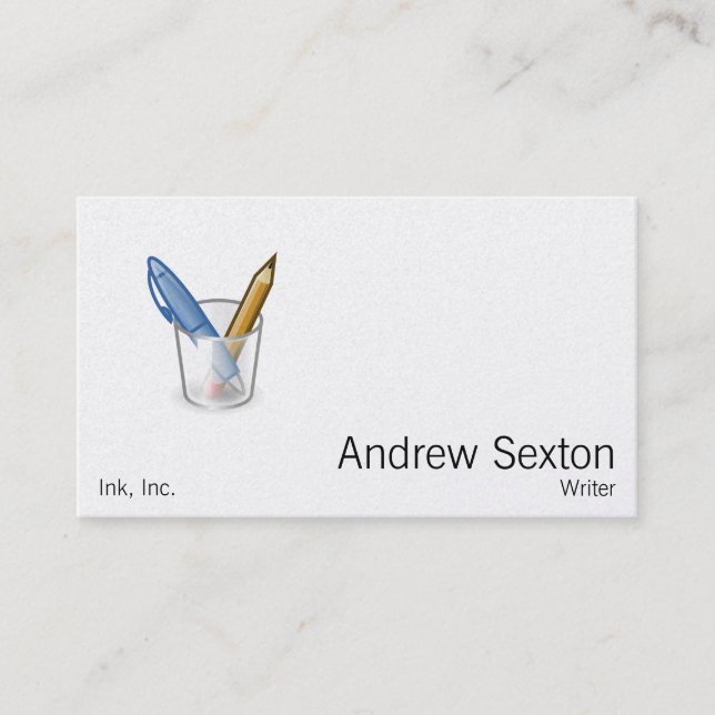 Writer Pen Pencil Cup Business Card (Front)