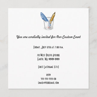 Writer Pen Pencil Cup Invitation