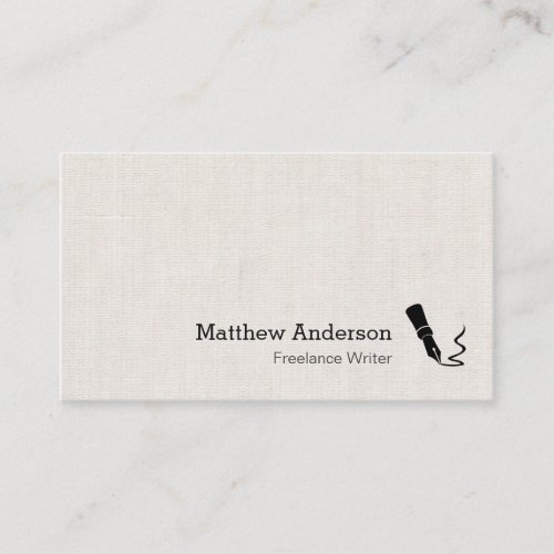 Customizable Writer Pen Symbol - Simple Elegant Linen Look Business Card