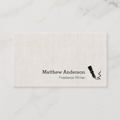 Customizable Writer Pen Symbol - Simple Elegant Linen Look Business Card