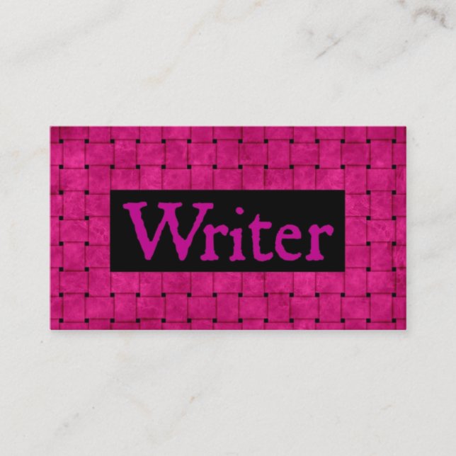 Writer Pink Woven Business Card (Front)