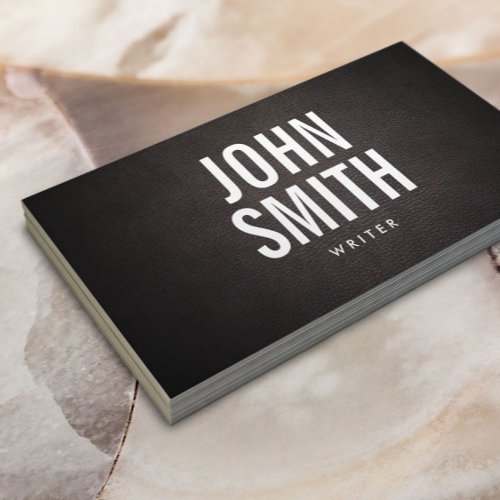 Writer Simple Bold Typography Elegant Leather Business Card