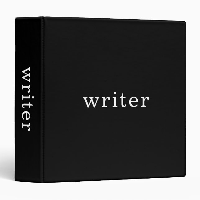 Writer Simple Modern Black 3 Ring Binder (Front/Spine)