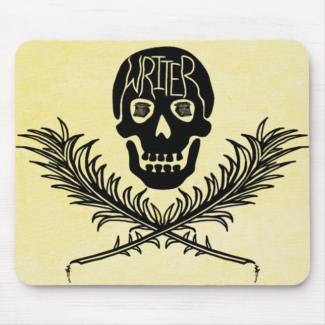 Writer Skull and Crossbones Quills Mouse Pad (Front)