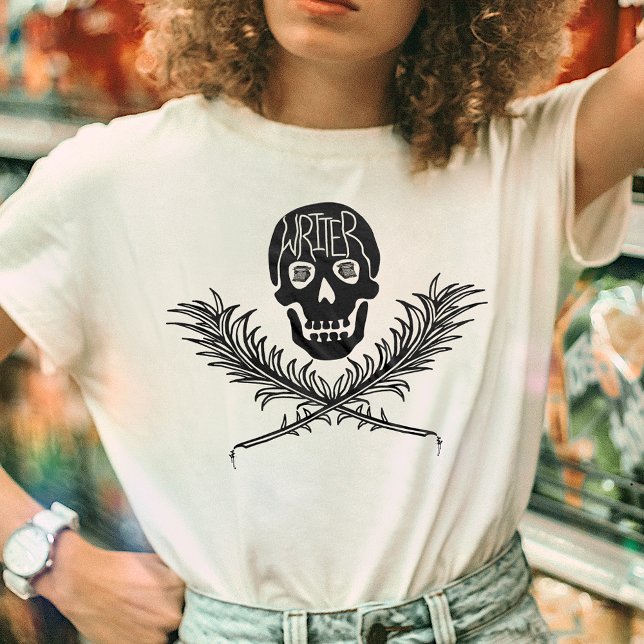 Writer Skull and Crossbones Quills T-Shirt (Creator Uploaded)