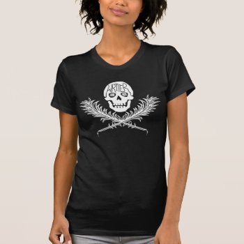 Writer Skull And Crossbones Quills White T-shirt by LaborAndLeisure at Zazzle