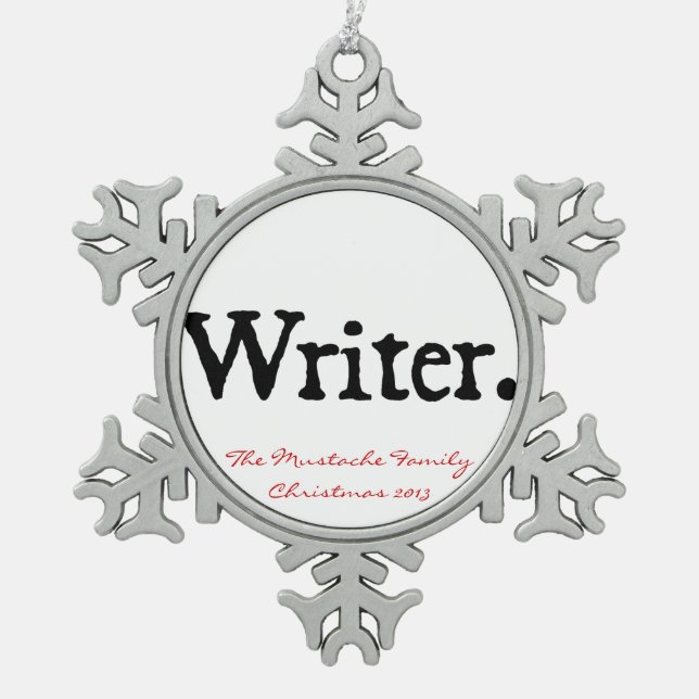 Writer Snowflake Pewter Christmas Ornament (Front)