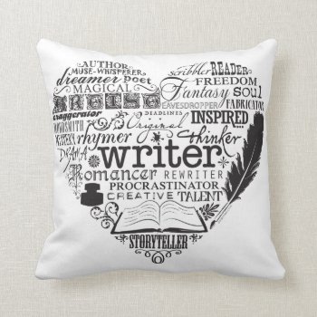 Writer Throw Pillow by WritingCom at Zazzle