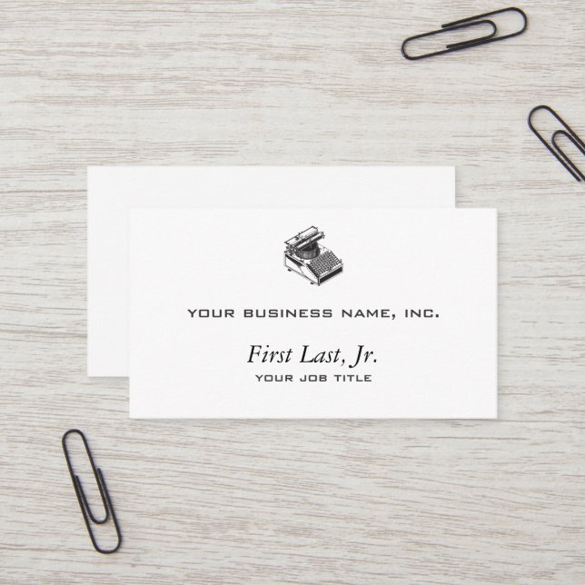 Writer -Type Writing Machine - Typewriter Business Card (Front/Back In Situ)