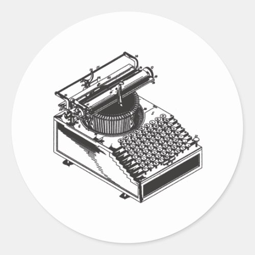 Writer _Type Writing Machine _ Typewriter Classic Round Sticker