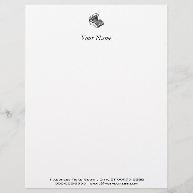 Writer -Type Writing Machine - Typewriter Letterhead (Front)