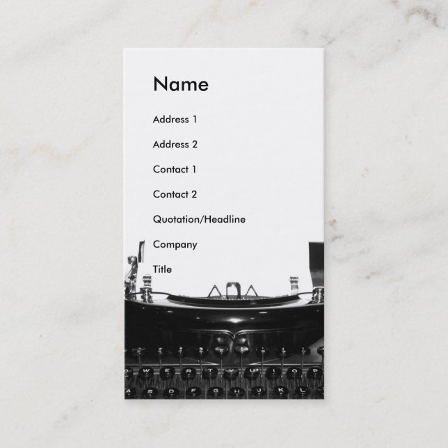Writer Typewriter Business Card (Front)