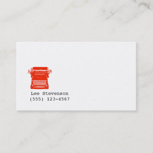 Writer Typewriter Simple White Business Card