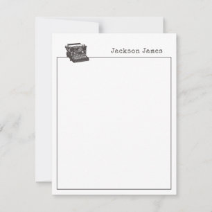 Writer Typewriter Vintage Modern Custom Note Cards