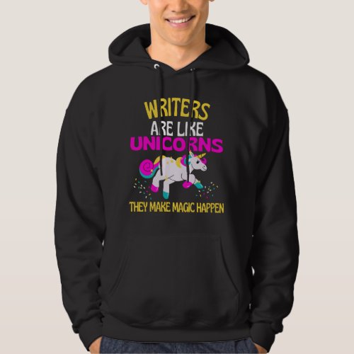 Writer Unicorn  Magical Unicorn Book Author Hoodie