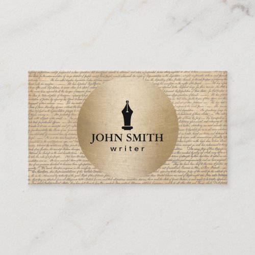 Writer Vintage Gold Circle  Old Scripts Business Card